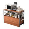 Multi-Layer Kitchen Organizer: Storage Rack, Bowl Cabinet, Cutting Table, Microwave & Vegetable Shelf, Floor Standing Cupboard
