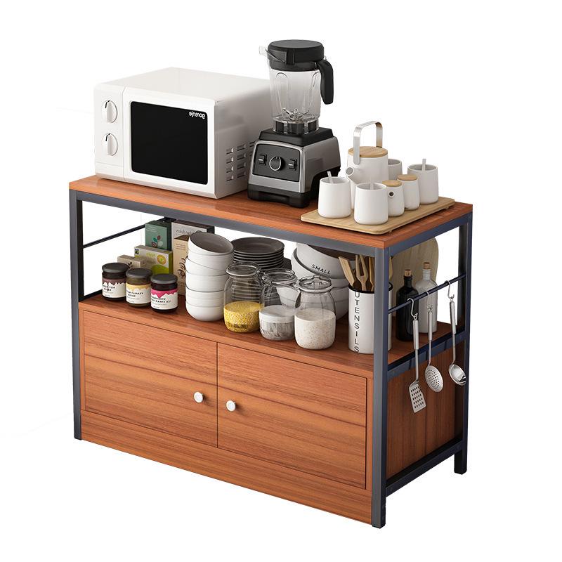 Multi-Layer Kitchen Organizer: Storage Rack, Bowl Cabinet, Cutting Table, Microwave & Vegetable Shelf, Floor Standing Cupboard