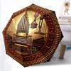 Golden Organ Symphony Pattern Umbrella, Portable and Foldable Design, 8 Ribs, a Casual Accessory for Halloween, Christmas, and Birthday Gifts.