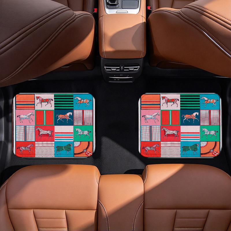 Horse Art Pattern Black Car Floor Mats Full Coverage All-Season Car Mats, XPE Non-Slip And Wear-Resistant Mats Suitable for SUV Interiors, Textured Ca