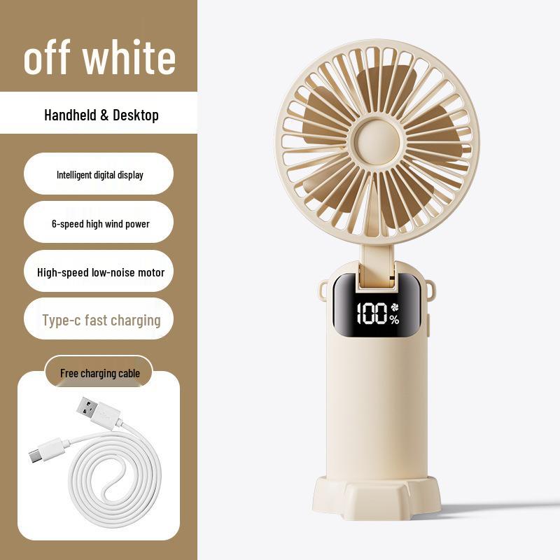 Foldable Mini Fan with Digital Display for Desk, Dorm, or Outdoor Use