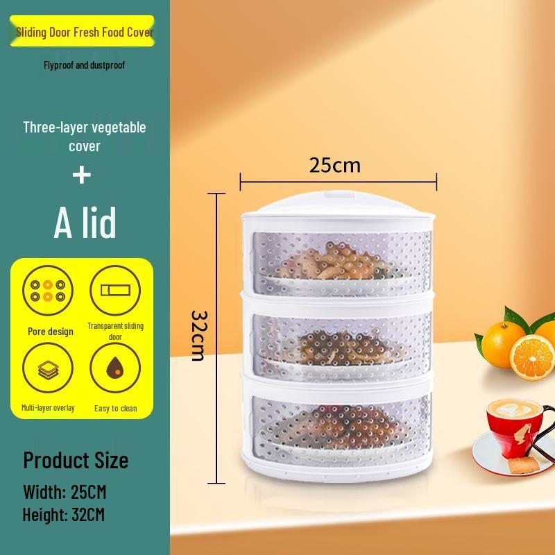 Breathable Insect-Proof Kitchen Storage Rack with Thickened Vegetable Cover and Overnight Dish Insulation
