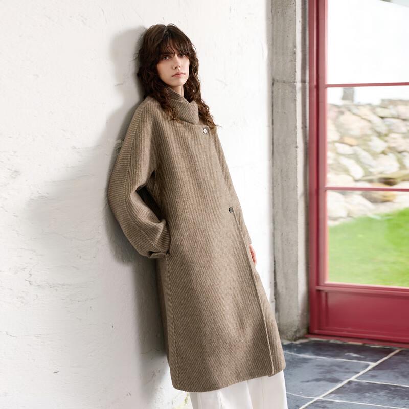 Sancai Women's Double-Faced Wool Blend Winter Coat