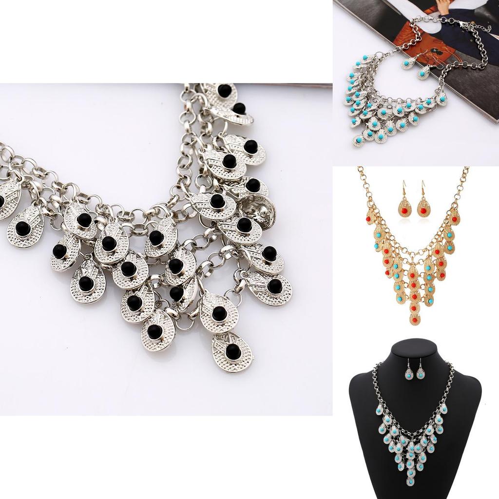 Ethnic Style Multi Layer Design Simulation Gemstone Decoration Women Necklace For Daily Use