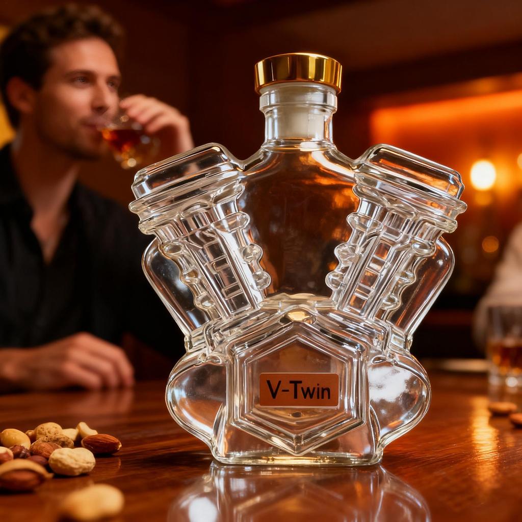 Creative Glass Whiskey Bottle Home Wine Decanter Decorative Motorcycle Engine Shape Alcohol Container for Dining Room office
