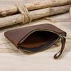 Men'S Crazy Horse Leather Change Bag Simple And Small Card Bag First Layer Cowhide Zipper Small Money Bag 9208