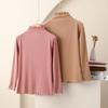 Women's Nano Fleece High Neck Ruffle Long Sleeve Warm T-shirt