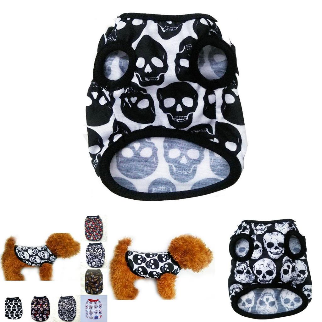 Colete de Halloween Confortável e Respirável Para Cães com Padrões de Caveira