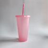 5pcs 710ml Assorted Solid Color Reusable 24oz Plastic Cold Cup Coloured Cup Colored Straw Cup Glasses with Straw and Lid Liyi