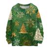 Ladies' Fashionable And Casual Christmas Cute Printed Round Neck Long Sleeved Knitted Yarn