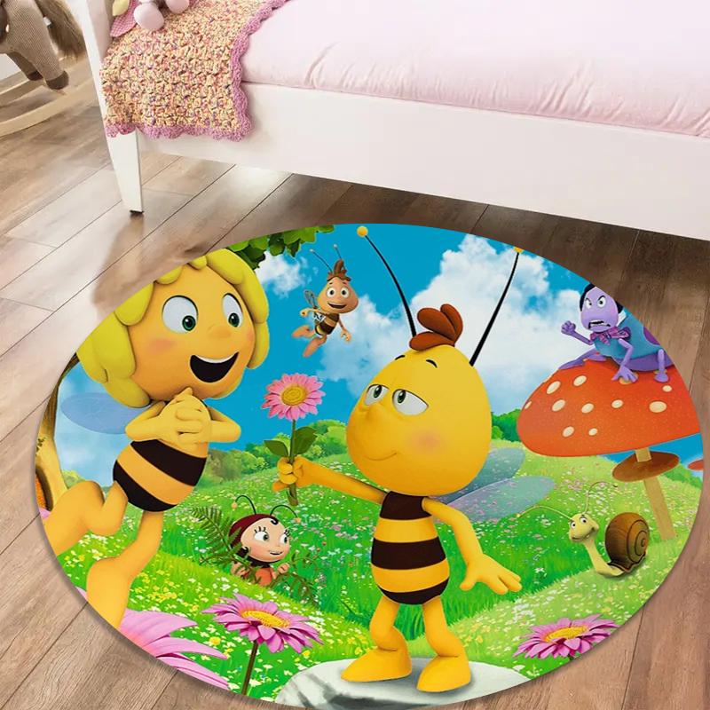 Tappeto Rotondo Api e Maya, Tappeto per Soggiorno Camera da Letto Divano Sala Giochi Decorazione, Tappetino Antiscivolo 34