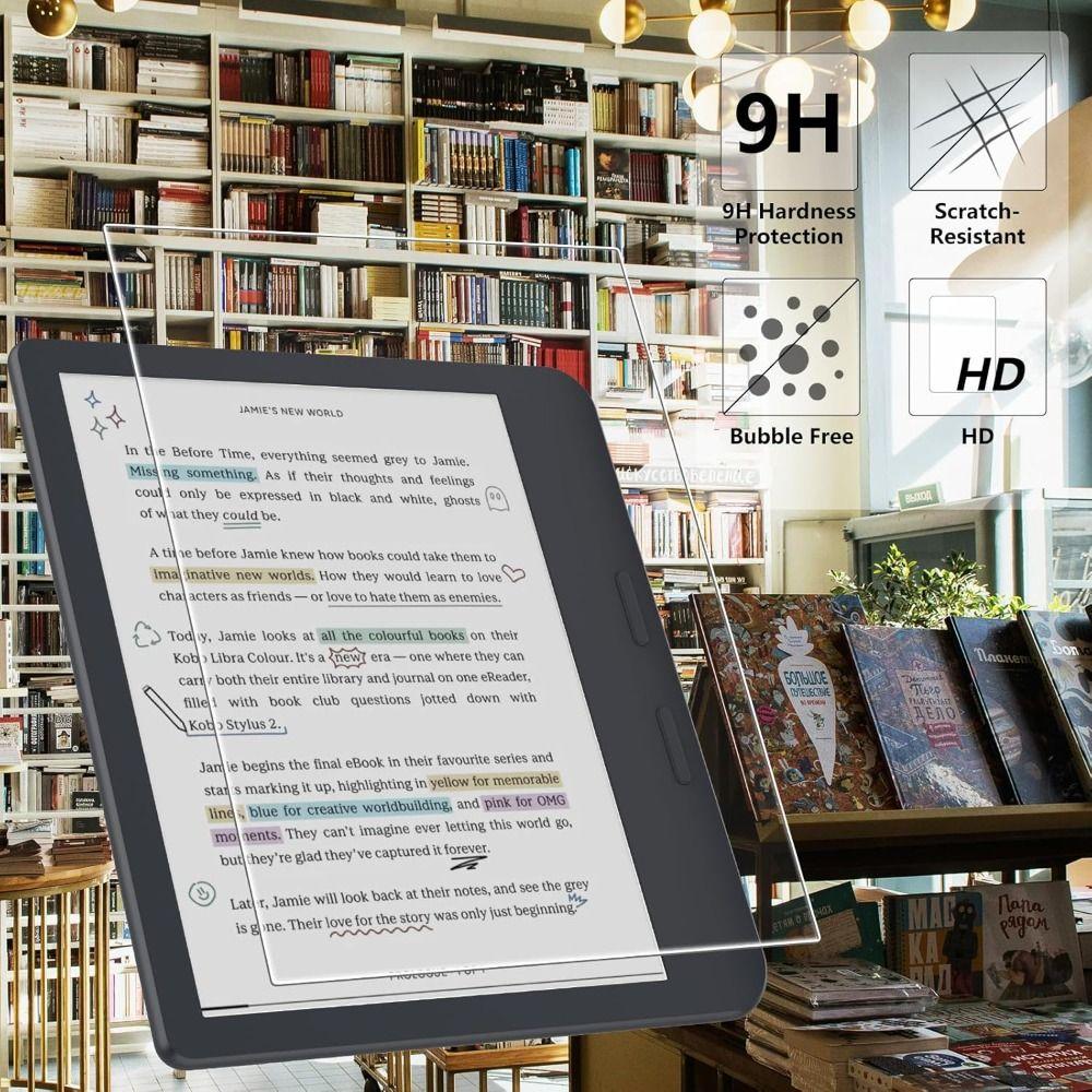 2 Pack 6/7/10.3 Inch Tempered Glass Protective Film for KOBO Clara 2E Libra Colour BW 2024 e-Reader