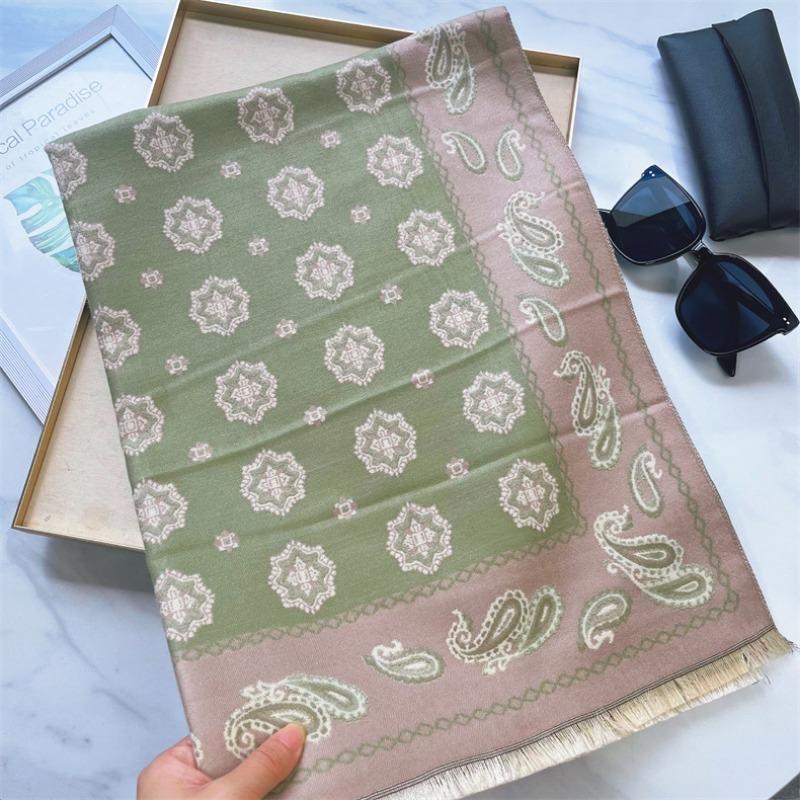 Autumn and winter new imitation cashmere scarf women's thickened cashew flower hair pulling shawl jacquard scarf large