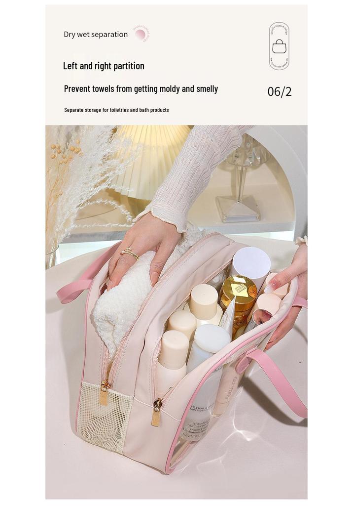 Ladder-Style Waterproof Makeup & Toiletry Bag, Large Capacity, Wet/Dry Separation, Portable for Travel & Swimming.