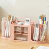 Pen Holder with Drawer Desk Organizer Transparent Rotatable Design Large Capacity Pencil Pen Holder Storage Box