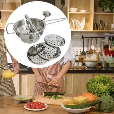 Stainless Steel Food Mill, with 3 Grinding Discs Hand Crank Supplies Rotary Mill Ergonomic