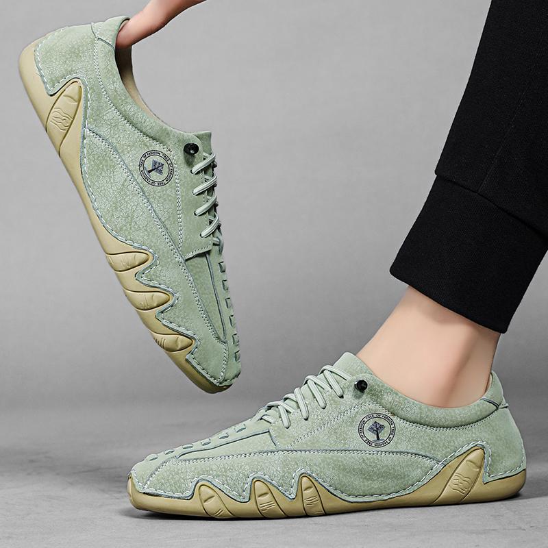 Fashion Casual Walking Shoes Lightweight Vulcanize Shoes Non-Slip Comfortable Breathable for Daily Flats Men's Leather Lace-Up Sneakers