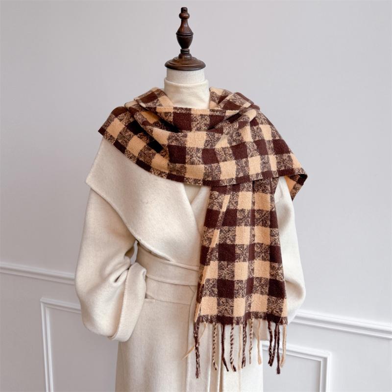 Luxuriöser Winter-Plaid-Schal für Damen und Herren im britischen Stil, Kaschmirschals mit Quasten, Weihnachten, Damen-Winter-Warmbekleidung