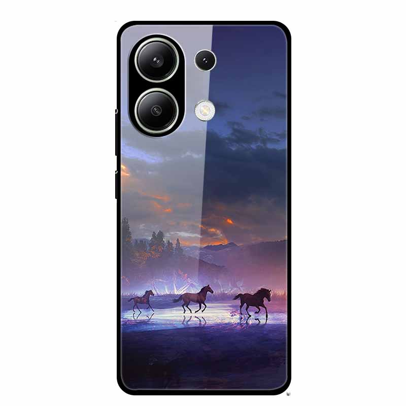 Glass Back Cover For Xiaomi Redmi Note 13 Case Note13 Pro Coque Hard Tempered Glass Case For Redmi Note 13 Pro Case Soft Bumper
