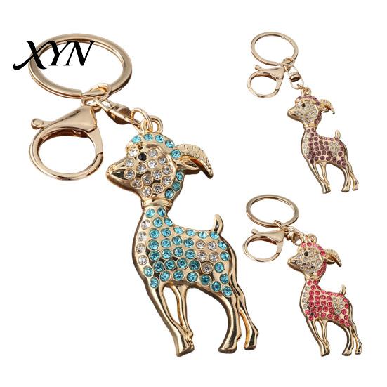 Animal Key Ring Rhinestone Sheep Keychain for Backpack, Sparkly Goat Car Ring, Sparkling Decorative Lamb Pendant Backpacks and Handbags Zodiac