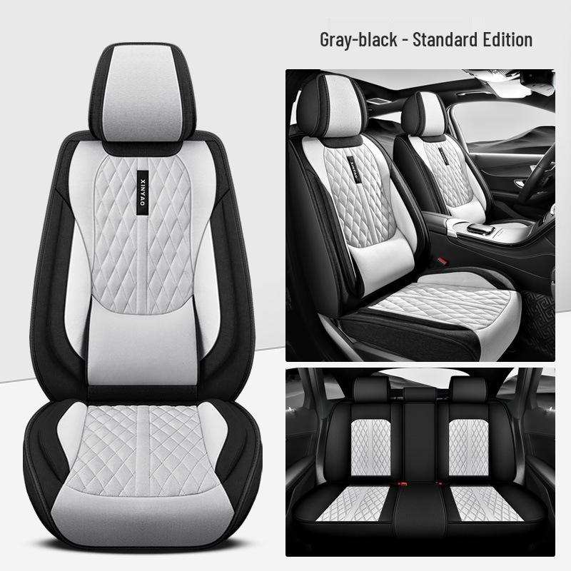 Four Seasons Universal Linen Car Seat Cover - Full Surround, Small Car Fit, Five-Seat Wrap