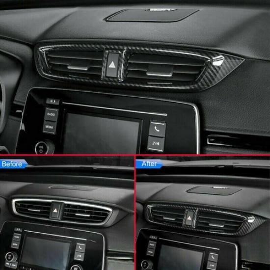 Carbon Fiber Center Air Vent Outlet Cover Trim For Honda CR-V CRV 2017-