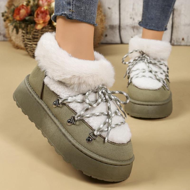 Winter Lace-up Thick-soled Velvet Thickened Snow Boots for Women's Foreign Trade Large-size Warm Towel Short Boots Cotton Shoes for Women