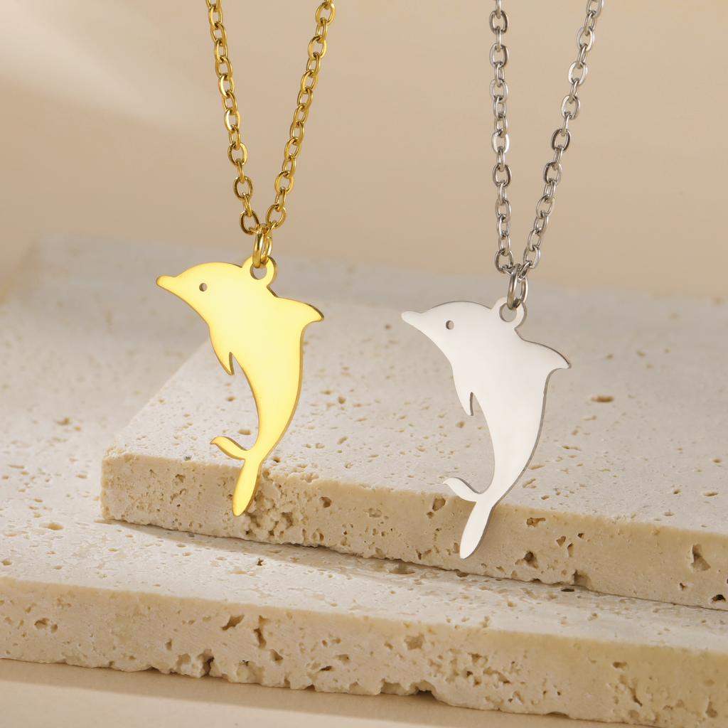 Cute Dolphin Whale Octopus Pendant Necklaces for Women Stainless Steel Marine Animals Charms Neck Chain Choker Fashion Jewelry