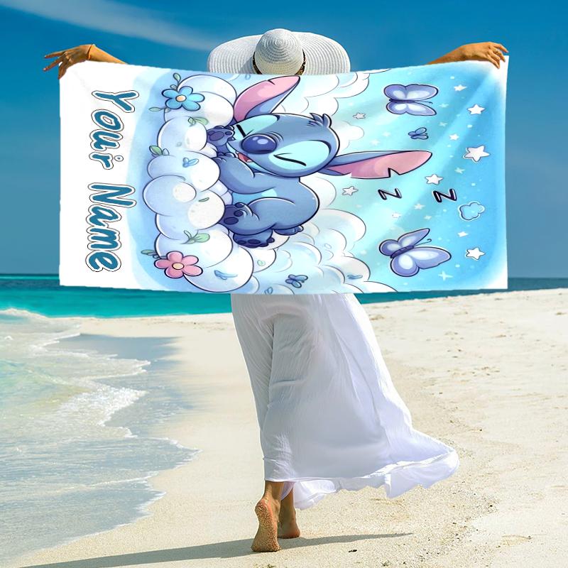 Personalized Lilo Stitch Dreamscape Beach Towel Microfiber Beach Towel Thin Absorbent for Beach Swimming Yoga Bath Sports. 0910305