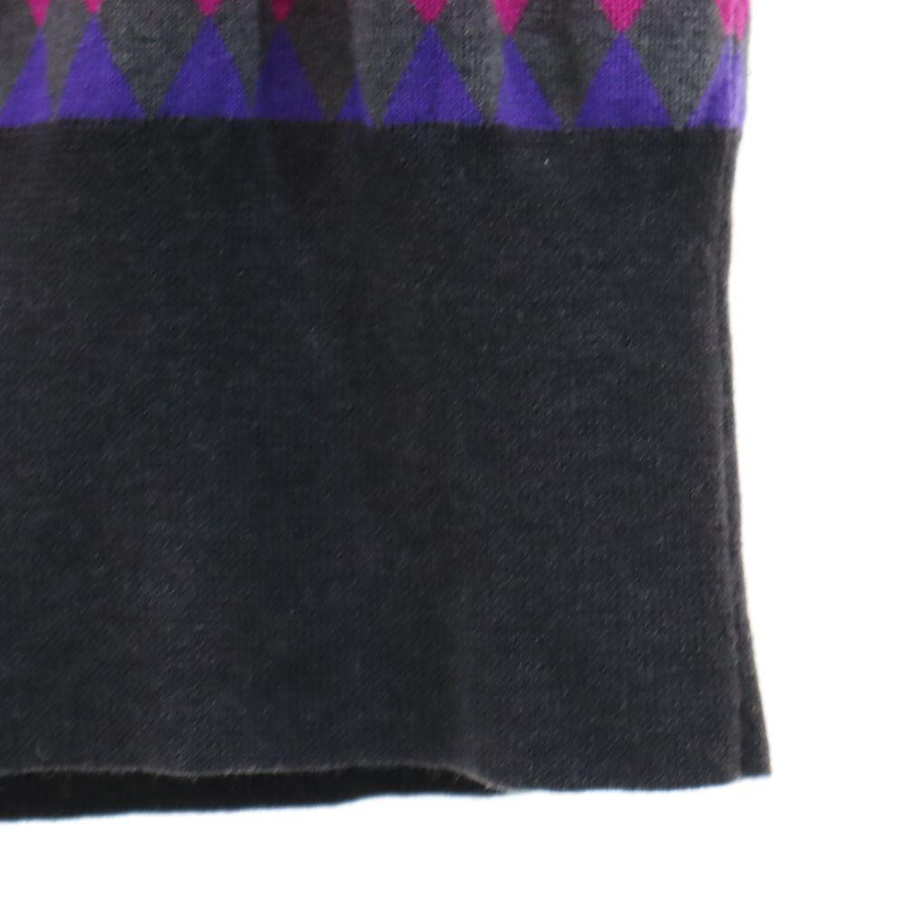 Fred Perry Wool Long Sleeve V Neck Sweater USA6 Gray Knit Dress Women Used