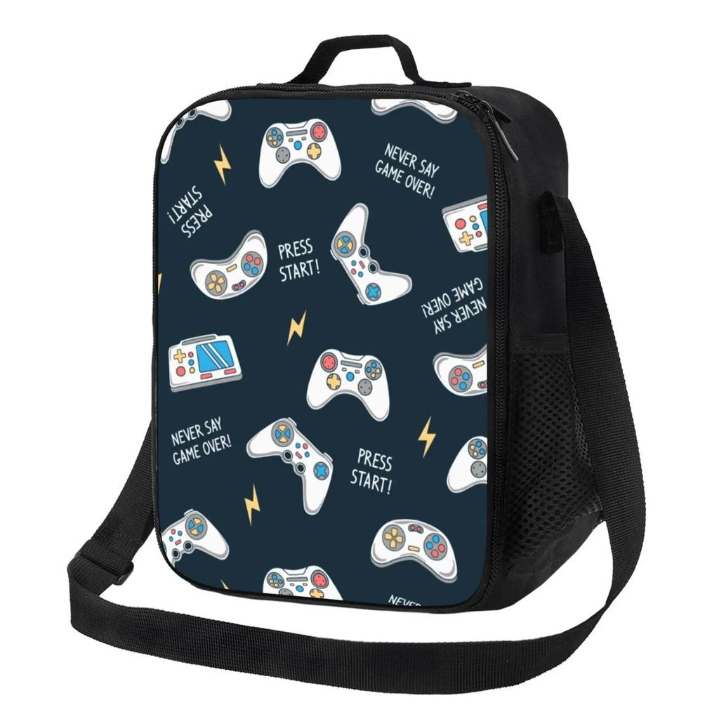 Videospel Vapen Gamer Spela Spel Isolerad Lunchväska Tote Handväska Matbehållare Kylväska för Strand Skola Arbete Kontor