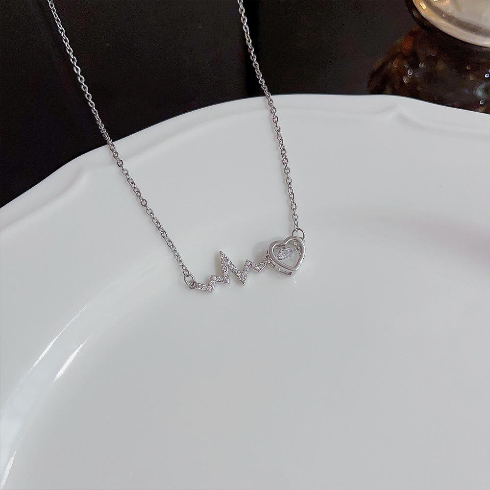 Korean Style Titanium Steel Heart Necklace for Women - Fashionable and Colorfast