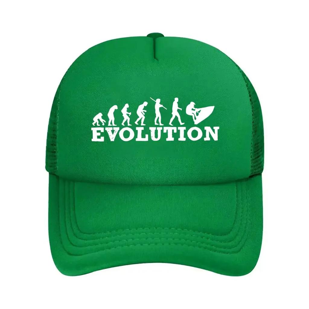 Evolution Stages Humorous Graphic HuUnisex Progress To Surfing for Fun Lifestyle Vibes Mesh Baseball Cap