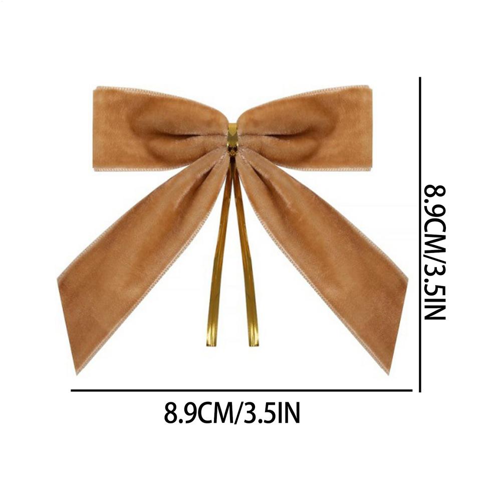 Small Christmas Tree Velvet Bows 24Pcs/set Christmas Holiday Gift Wrapping Knotted Bows For Parties Candy Snack Bags