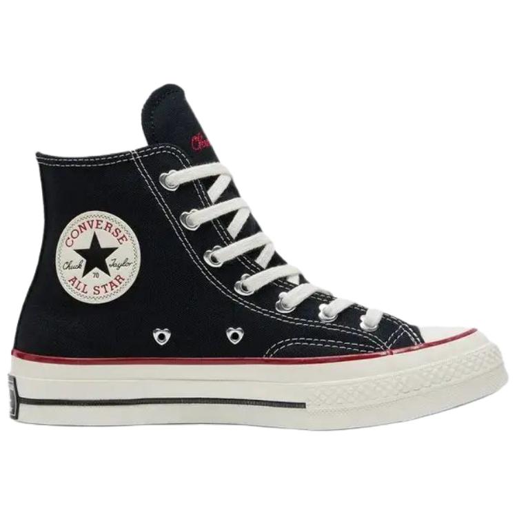 Converse 1970s Love Series Comfortable Classic High Top Canvas Shoes Unisex Sneaker Black Red A19061C