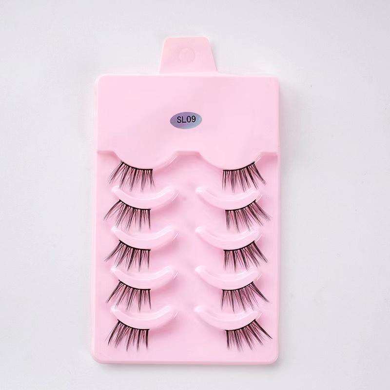 Halbe Wimpern, 5 Paar, natürliche, flauschige falsche Wimpern, Manga-Lash, 3D-Faux-Nerzwimpern, weiche geflügelte Wimpernverlängerung, Make-up-Tool