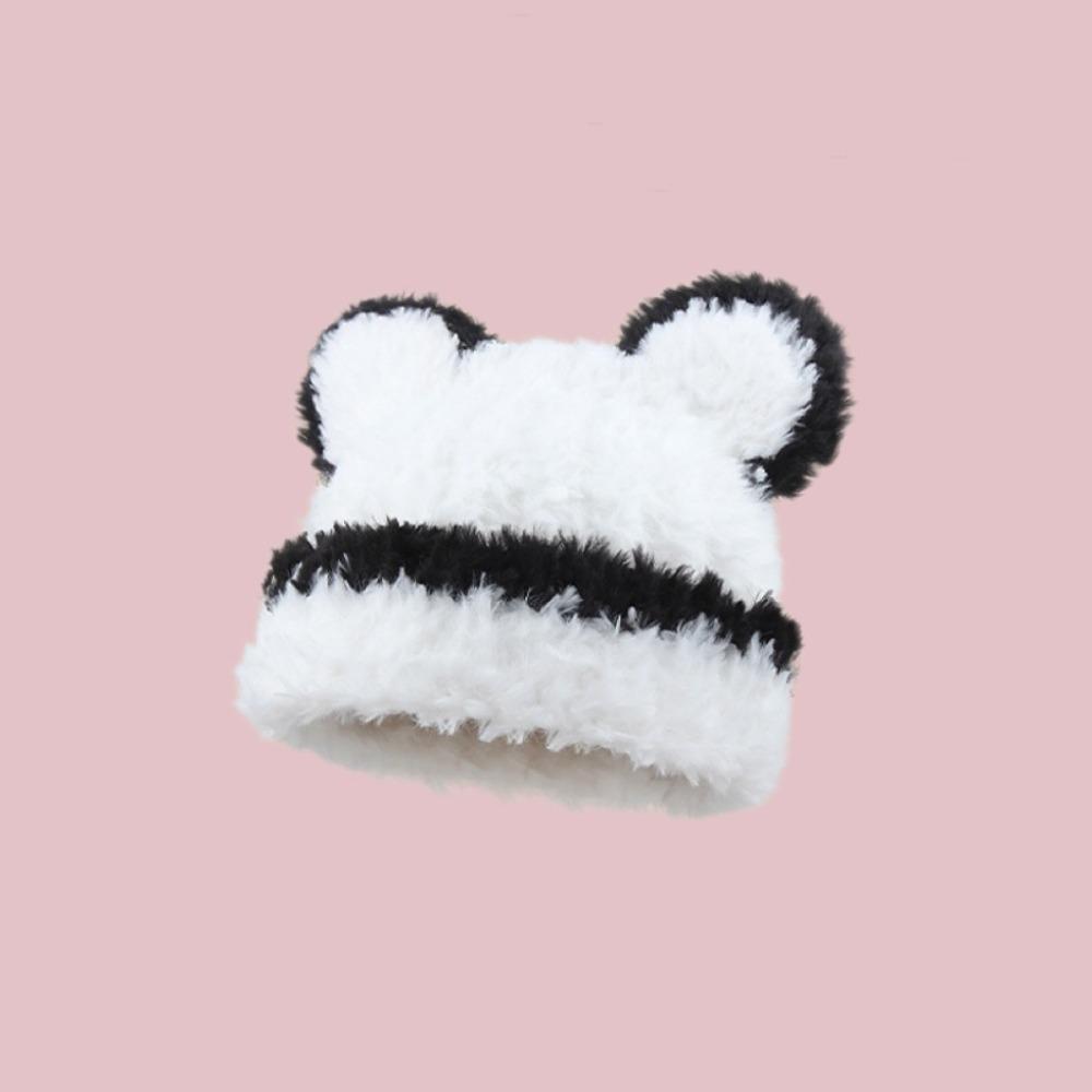 

Soft Plush Winter Hat Thickened Warm Beanie Hats Cute Ear Protection Cold Cap Outdoor white-2
