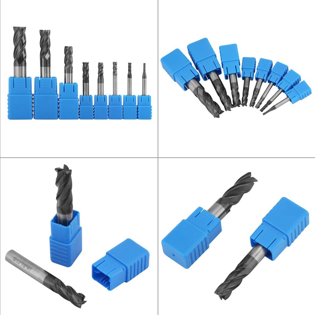 8PCS Carbide End Mill Set, 2-12mm 4 Flutes Tungsten Steel Milling Cutter Tool Kit, Fine Mill Bits | Aluminum Grinding Tools
