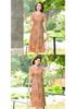 2026 Chinese National Style Chiffon Dress: Elegant Floral Print Summer Dress for Middle-aged Women