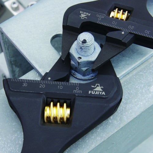 Fujiya Thin Tip Adjustable Wrench, Black Gold with Grip, FLT-34-BG
