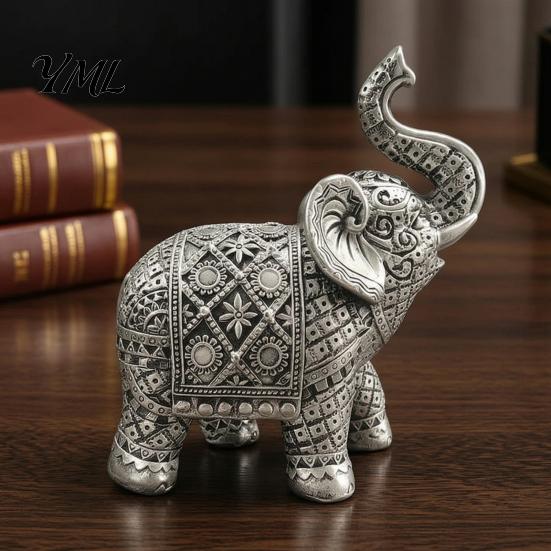 Traditional Auspicious Figure Elephant Figurine, Luck Charm Sculpture, Versatile Indoor Outdoor Decor for Ethnic Relief Crafts Car Tabletop
