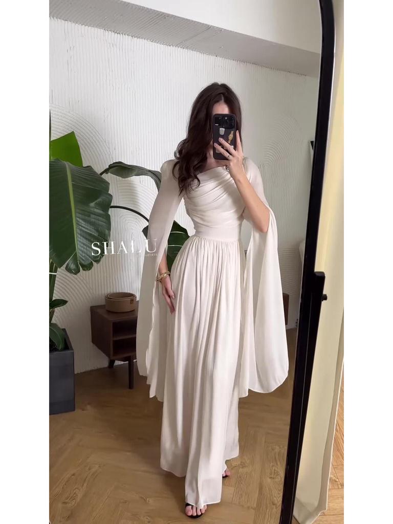 Summer 2025 Elegant Retro Long Sleeve Dress