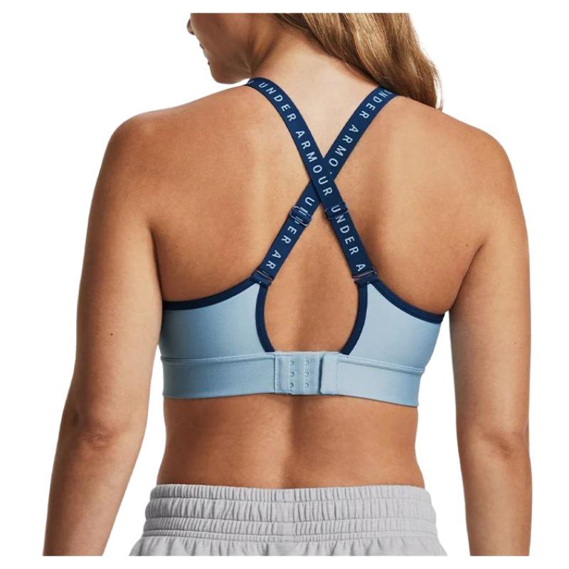 Under Armour Color Block Logo Sports Bra Women Sports Bras Blue 1363353-490