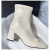 Round-toe Thick-soled Short Boots Made of Soft Leather with Elastic Material, High-heeled Women's Shoes