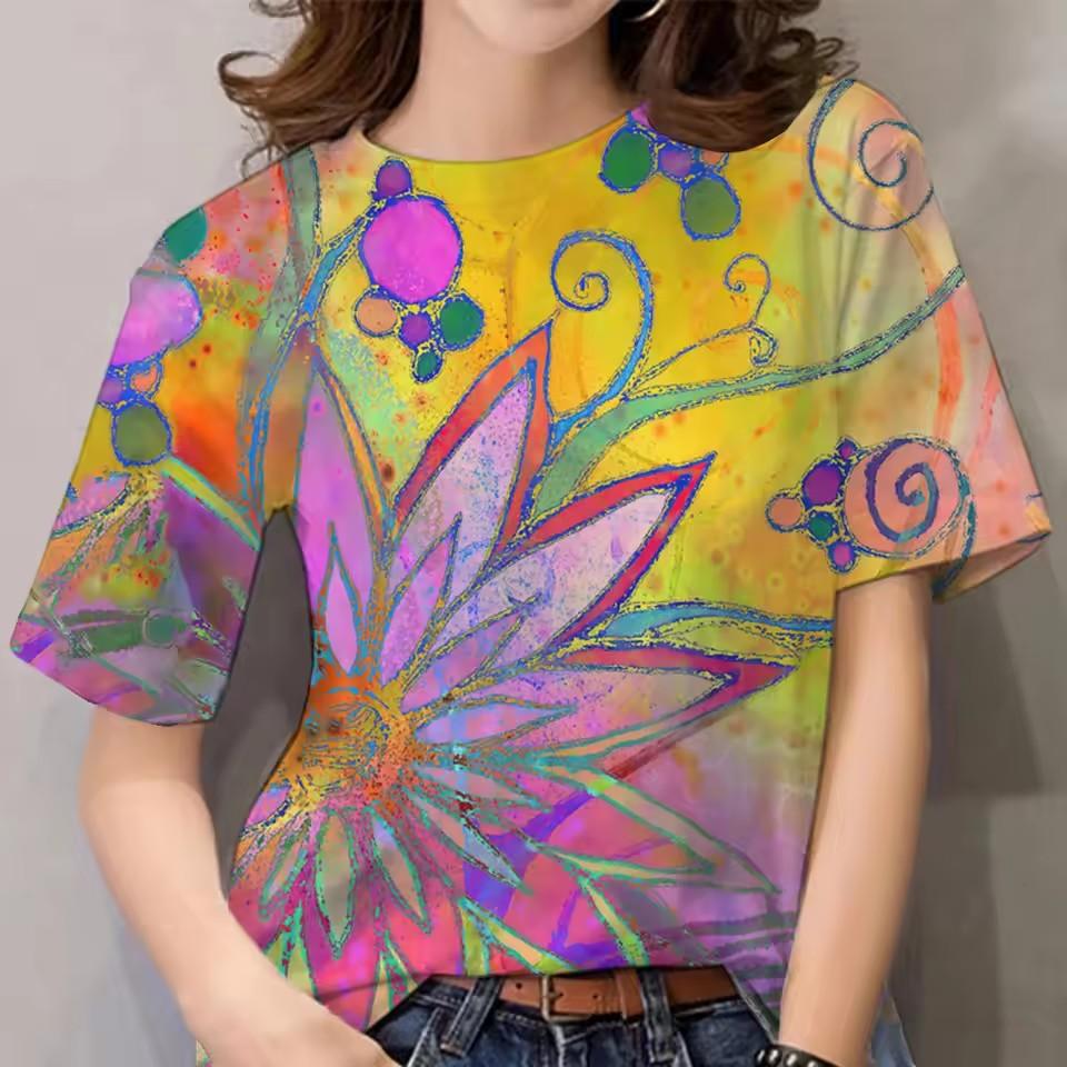 

Vintage Butterfly Flowers 3D Print T-shirts Women Streetwear Summer Fashion Short Sleeve T Shirt O-neck Tees Tops Women Clothing XL