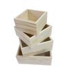 Solid Wood Square Lidless Storage Box - Multipurpose Wedding Party Favor, Single Layer.
