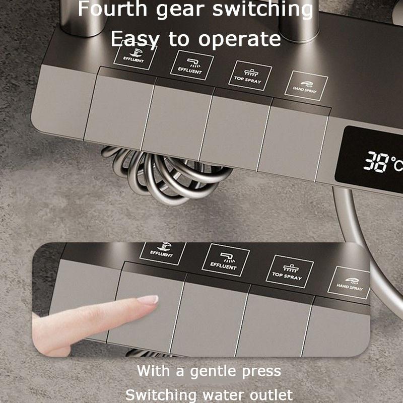 Brass 4 In 1 Shower Digital Display Constant Temperature Shower Set Supercharged Multifunctional Shower