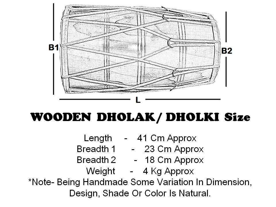 Handcrafted Mango Wood Rope-Tuned Dholak with Cover – Traditional Indian Folk Dholki Instrument