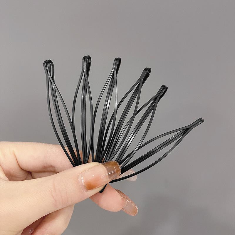 6pcs/lot Geometric Bobby Pins Wavy Hairpins Black Hair Clips Metal Barrettes Wave Hairgrips Fashion Hair Clips for Women