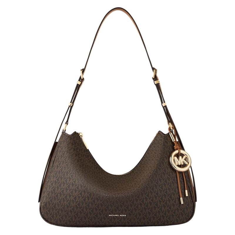 

Michael Kors MK Nolita Logo Faux Leather Shoulder Bag Medium Women Shoulder Bag Dark-Brown 30F5GY5M2B-BRN Shopping Bag Set(Basic Set+Shopping Bag)